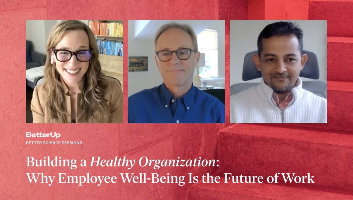 screen shot of Josh Bersin with Christine Carter and Accenture CLO Healthy Organizations