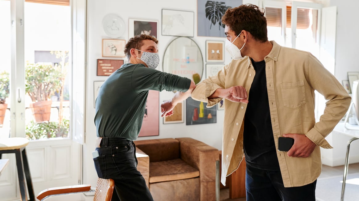 Employees working under social distancing